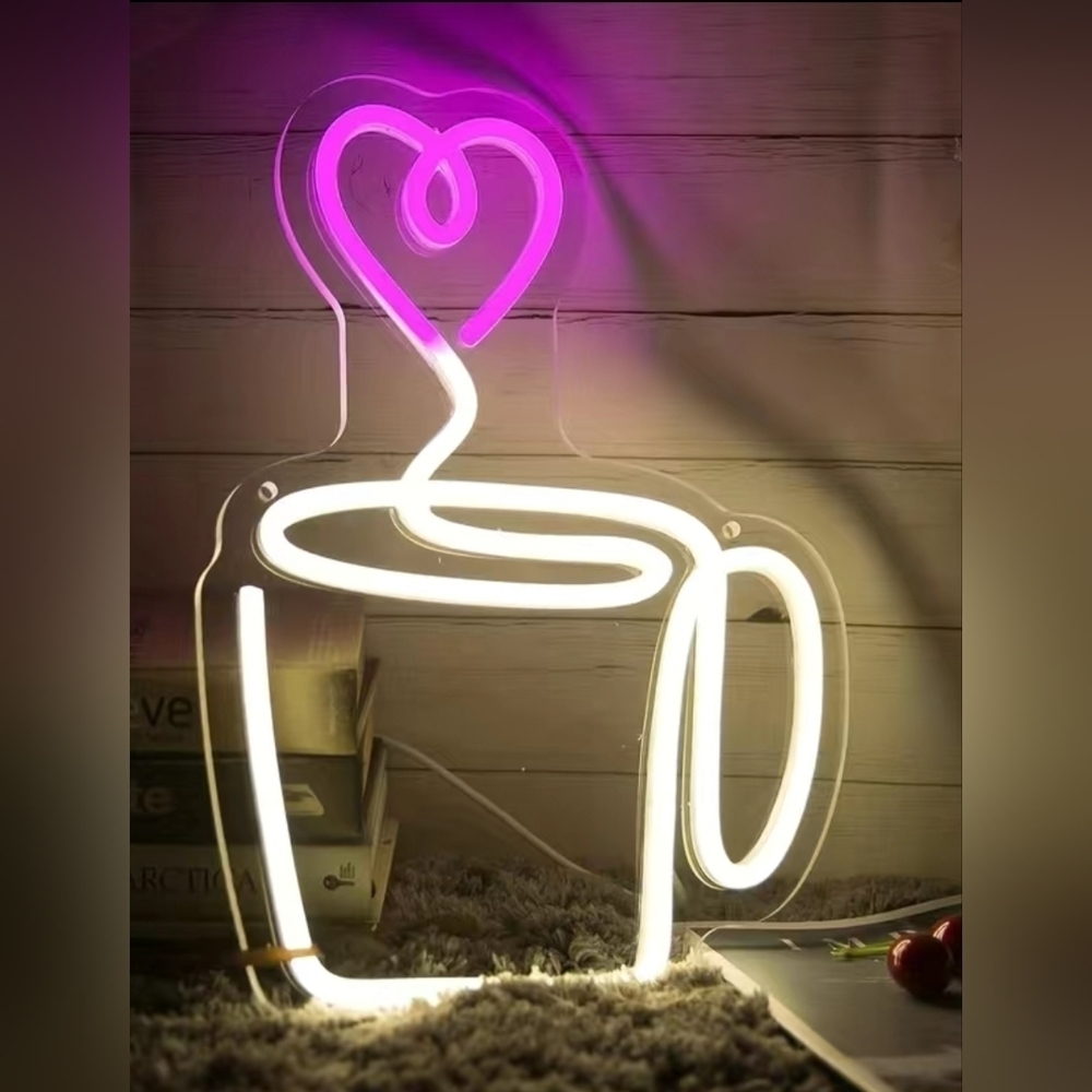 Neon Coffee Cup w/ Heart